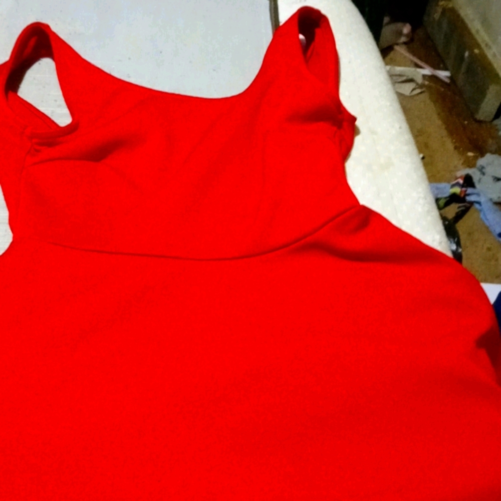 Red short cut dress